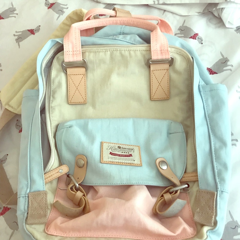 pastel waterproof backpack / bookbag